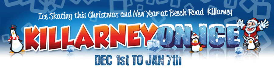 Killarney on Ice – Bringing back REAL ICE to Killarney this December!! Open on selected dates from Friday 1st December 2017 to Sunday 7th January 2018 Killarney on Ice - Bringing back REAL ICE to Killarney this December!! Open on selected dates from Friday 1st December 2017 to Sunday 7th January 2018